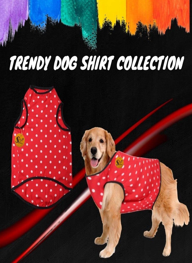 Sage Square Funky Soft Material Dog T-Shirt | Cool/Funky Print Pet | Soft Light Weight | Comfortable & Breathable Dog Clothing | Trendy Vest Outfit (Medium - 16 inch) (Polka Red) - Image 2
